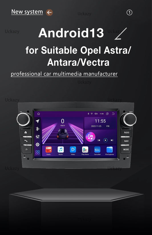 2 Din Android 14 GPS OBD2 Amplifier Car Stereo for Opel Vectra C Zafira B Corsa D C Astra H G Jvivaro Meriva