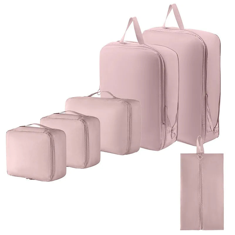Factory 6 Pieces of Sets Portable Clothes Pouch Travel Bag Set Suitcase Organizers Packing Cubes Luggage Organizer for Travel
