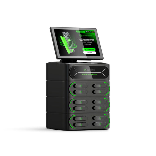 Hot Selling 12-Slot Mobile Charging Station with 10.1-Inch Touch Screen Built-in POS Card Reader Rental & Sharing Power Bank
