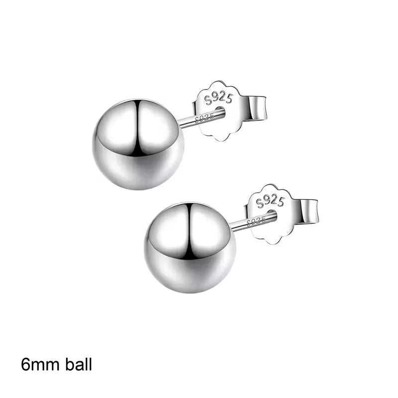 Lanshang Fine Stud Earrings 925 Sterling Silver Gold Plated Jewelry for Women Men Tiny Ball Earrings