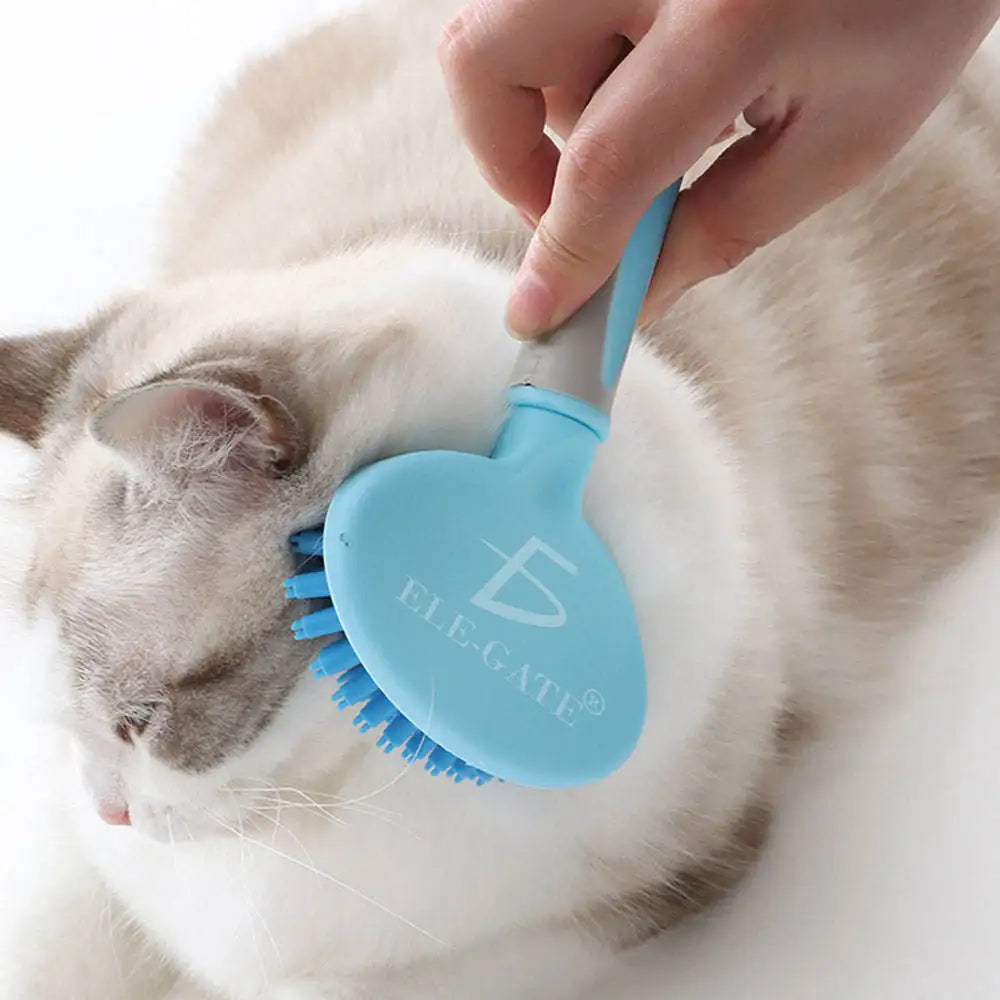 Self-Cleaning Pet Massage Comb for Cats by ELEGATE Gentle Grooming Tool with Plastic Design, Model MAS.07.5, Made in Mexico