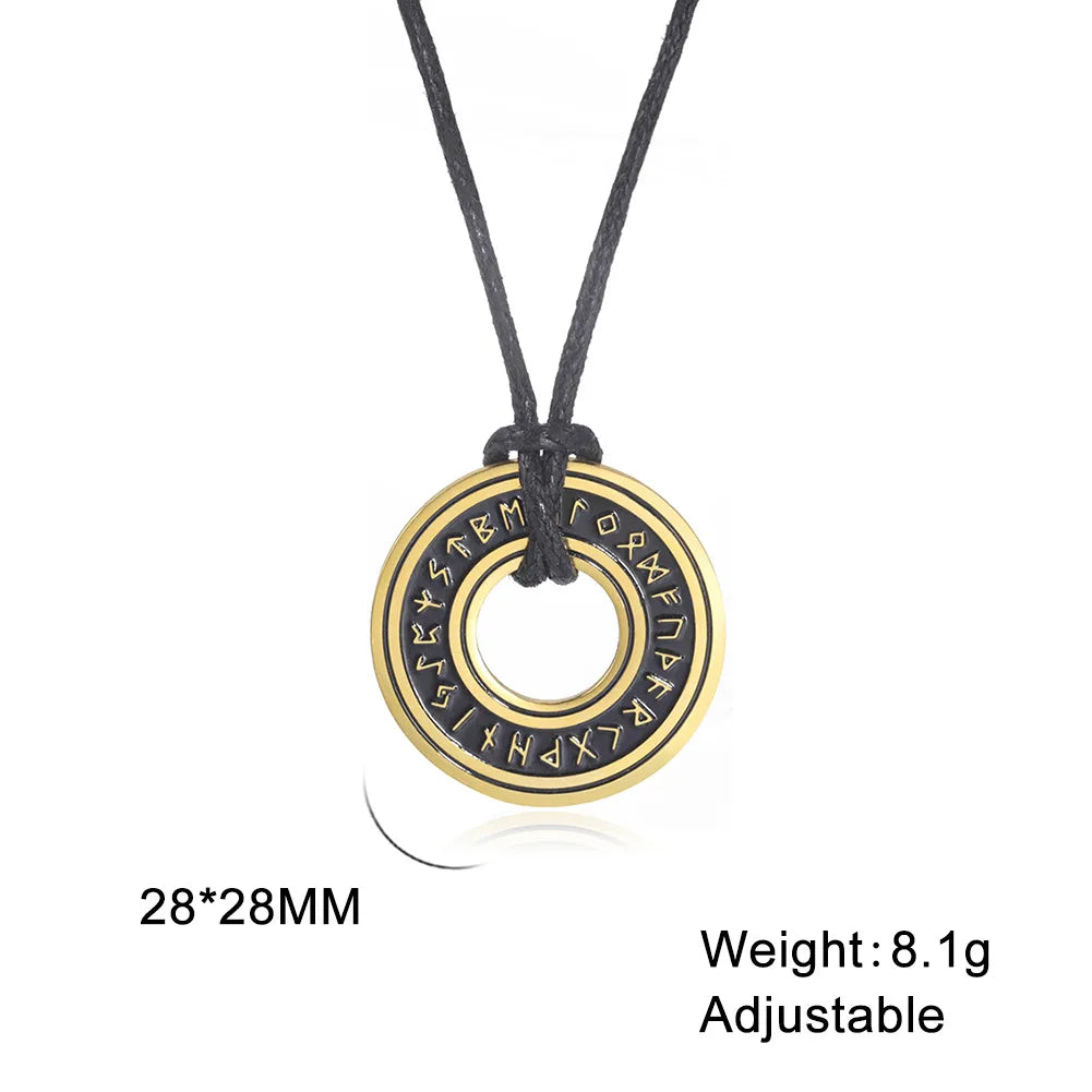 FCJ Men's Vintage Nordic Rune Necklace Stainless Steel Elder Futhark Pendant Star-Shaped Norse Runes Viking Jewelry Amulet