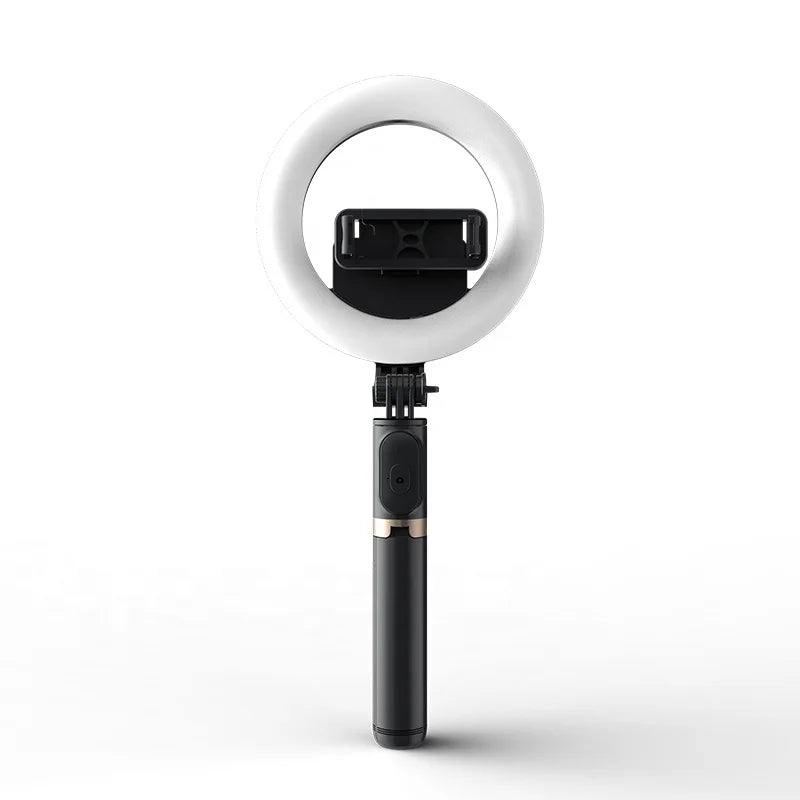 Q07 Selfie Stick Tripod with 6 Inch 3 Color Temperature Ring Light 798mm Foldable for Video Vlog
