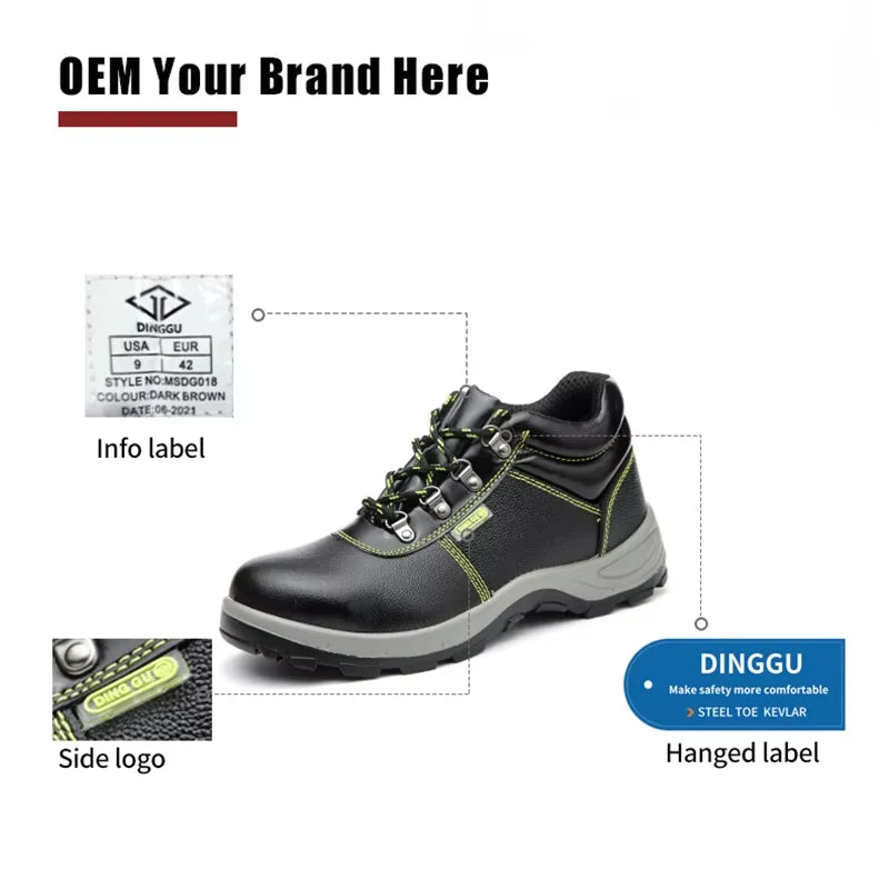 Men's Steel Toe Puncture Proof Anti-skid Work Safety Shoes Men's Breathable Woven Knit Shock Absorption Running Shoes