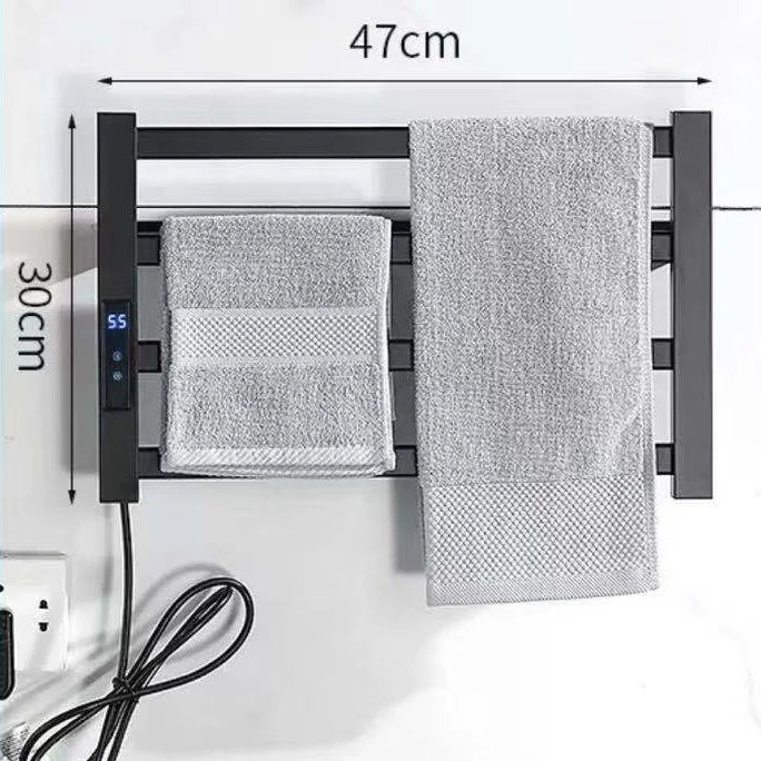 Bathroom Black and White Intelligent Digital Display Temperature Adjustable Drying Heating Electric Towel Rack