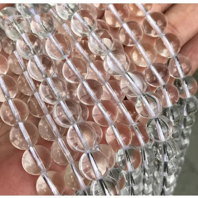 Natural White Clear Quartz Round Beads Gemstone Beads for DIY Necklace Bracelet Jewelry Making Strand 15"