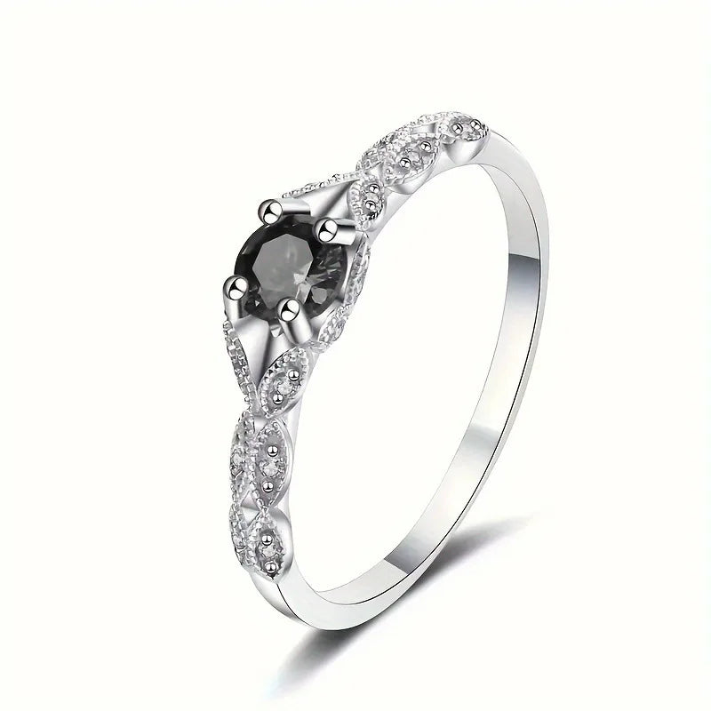 H401 Elegant Silver Ring With Amethyst Stone Prong Setting For Women Engagement Jewelry 925 Sterling Silver Flower Design
