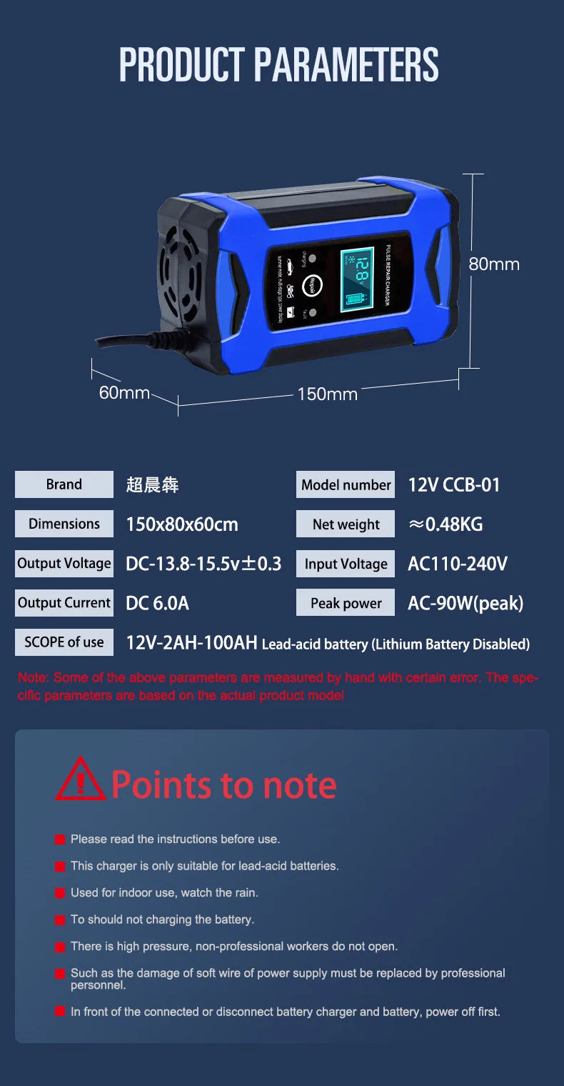 Latest Trending 12V 6A Automatic Smart Electric Battery Charger for Motorcycles and Cars-Dropshipping Product