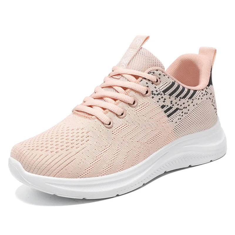 Design Multicolor Fly Woven Upper Light Breathable Women's Large Casual Fashion Sneaker