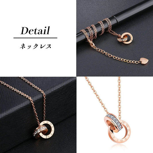 AAA Zircon Stone Stainless Steel Pendant Necklace Non-fading Simple Light Luxurious Clavicle Necklace for Women Gift