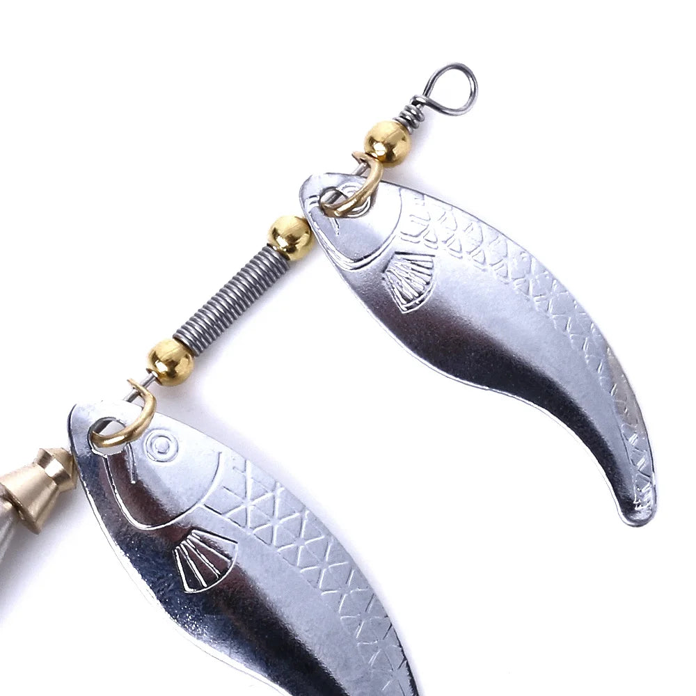 9CM-10.5G-4# Spinner Fishing Bait Lure Mental Two Sequins Blades With a Bell Saltwater Fishing
