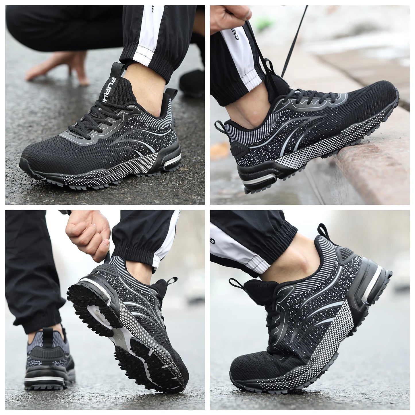 JIANKUN ASTM CE Lightweight Men's Work Snaker Safety Shoes Comfortable Breathable Mesh Non-Slip Steel Toe Fashion Trainers
