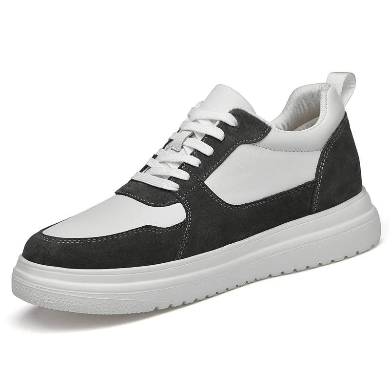 Men's Skateboarding Shoes Sneakers Skate Shoes Height Increasing Thick Sole Platform Leather Low-top Lace up Flats Casual