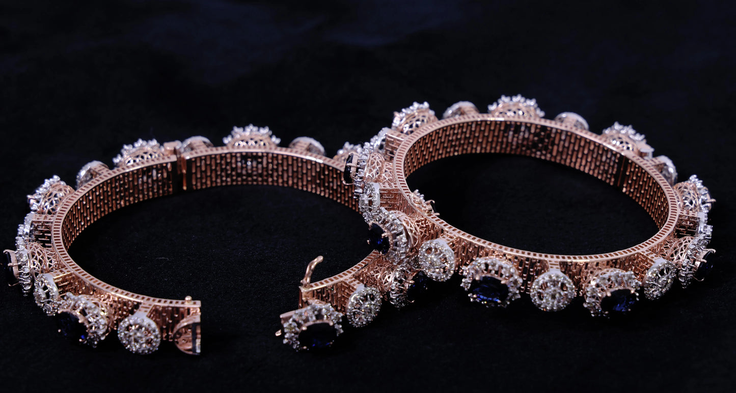 14K Rose Gold Oval Cut Diamond Pacheli Bangle 10.74 CT Lab Grown EF Color VS Purity Rhodium Plated Women's Timeless IGI