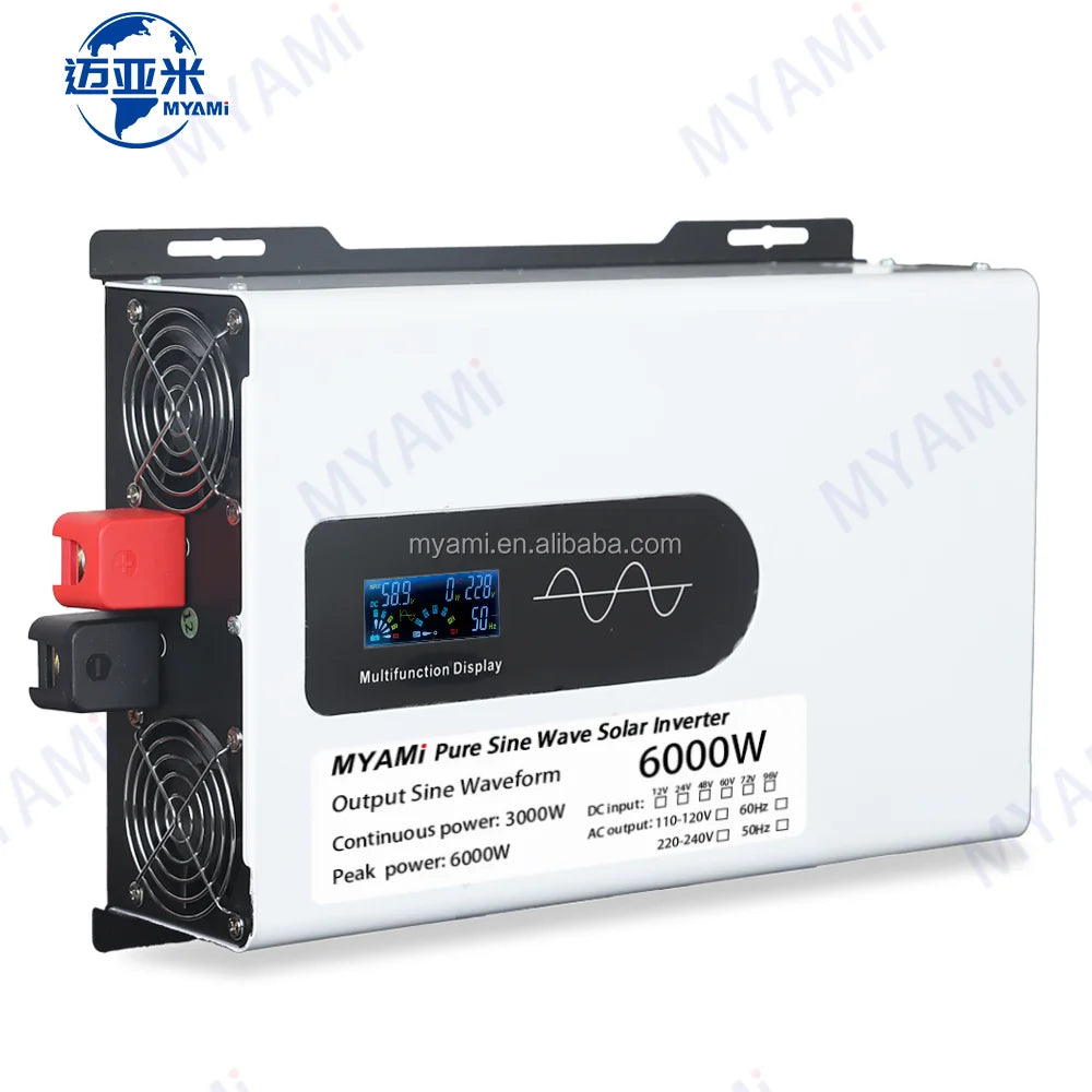 For Dual Output 3000W 12-96V DC Input Grid LCD Display Solar AC 220V Inverter Pure Sine Wave Low-Frequency Air Conditioner