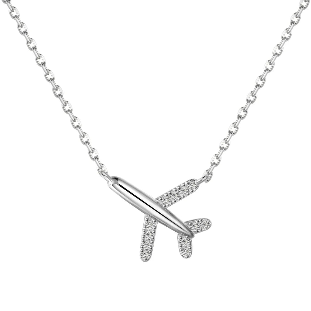 Dylam Personalized Design Fashion Fine Jewelry S925 Silver Rhodium 18K Gold Link Chain 5A Zirconia Airplane Pendant Necklace