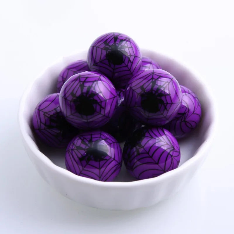New Gumball Halloween Fashion Chunky Solid Print ArachnidBeads for Jewelry Necklace Making 20mm Acrylic Beads