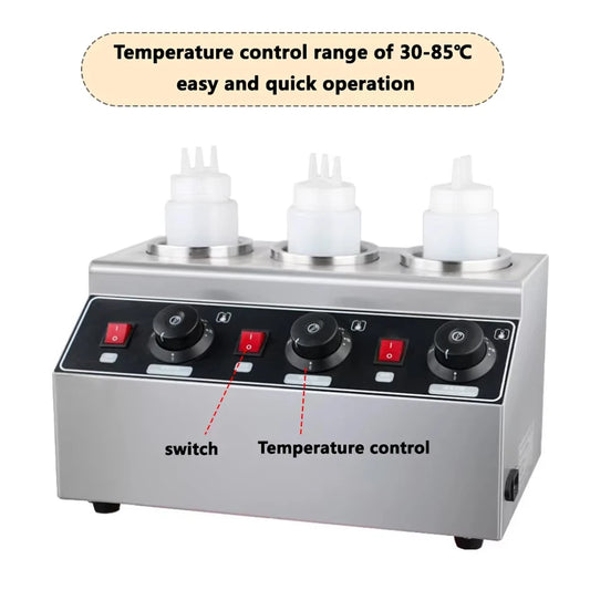 XEOLEO Commercial 3 Bottles Chili Fudge Cheese Warmer Electric Sauce Dispenser Stainless Steel Commercial Sauce Squeeze Warmer by PDG ibma