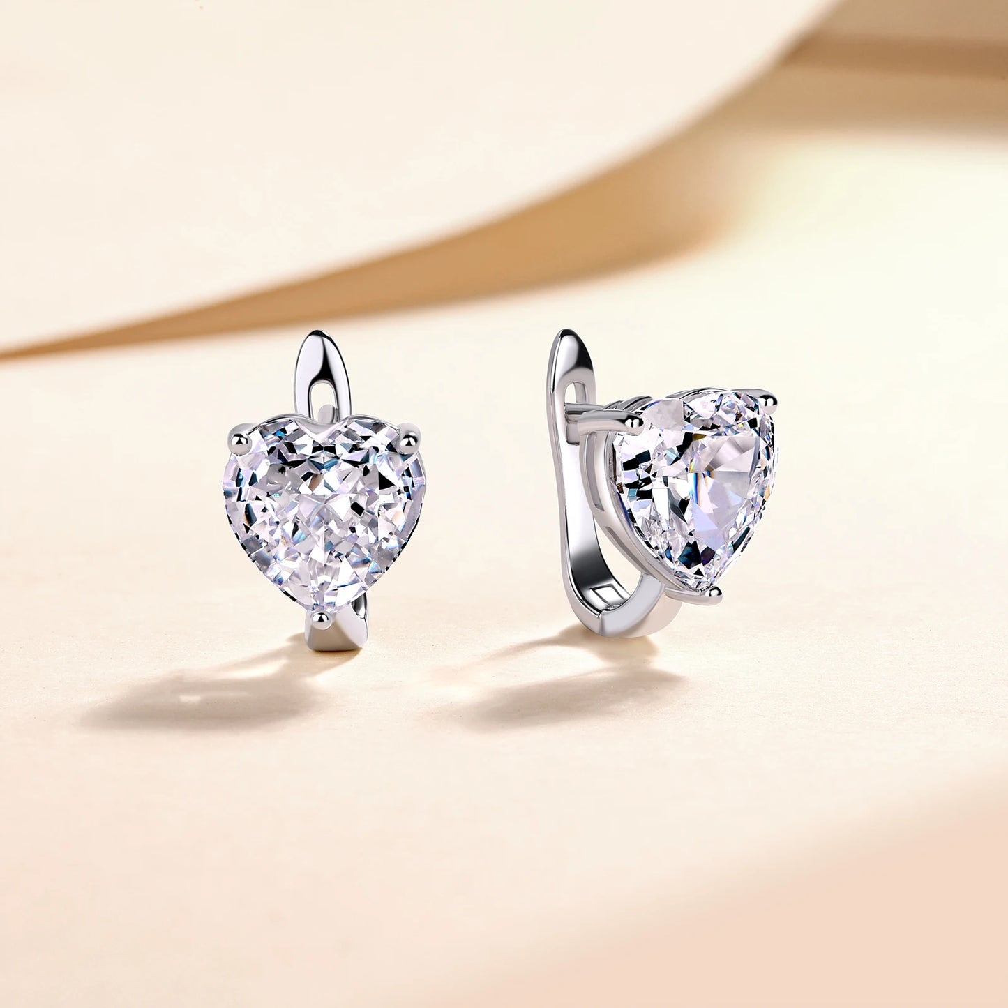 S925 Sterling Silver Heart CZ Hoop Earrings Dazzling Cubic Zirconia Huggie Hoops for Women