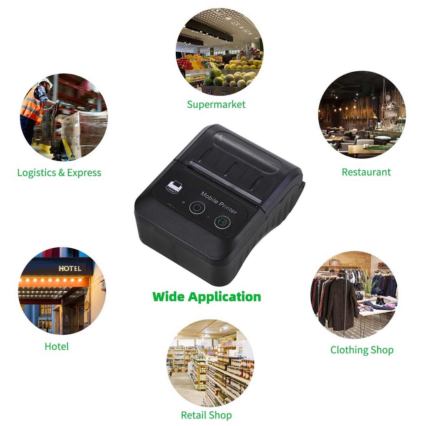 Portable 2 Inch Mini Thermal Printer Wireless Label Maker for Android IOS Windows