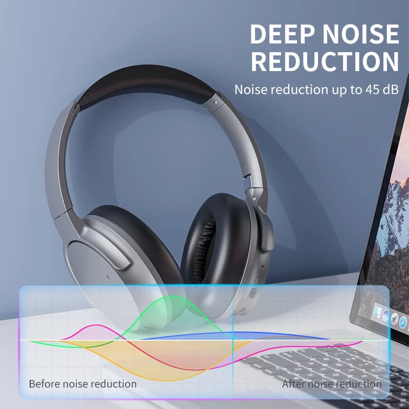 OEM ANC Silent Disco Bluetooth Stereo Headphones Active Noise Cancelling Over Ear Wireless Headphone