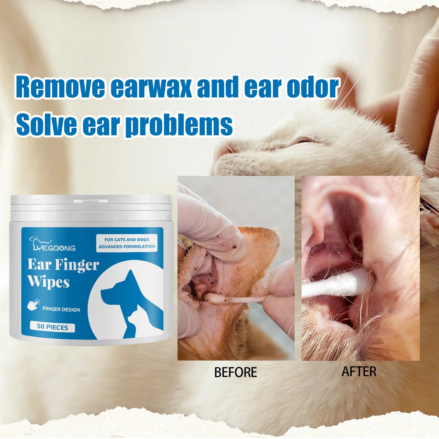 Pet Cleaning Finger Wipes Ear Care Finger Sleeves to Remove Earwax Ear Mites Ear Cleaning Care Pet