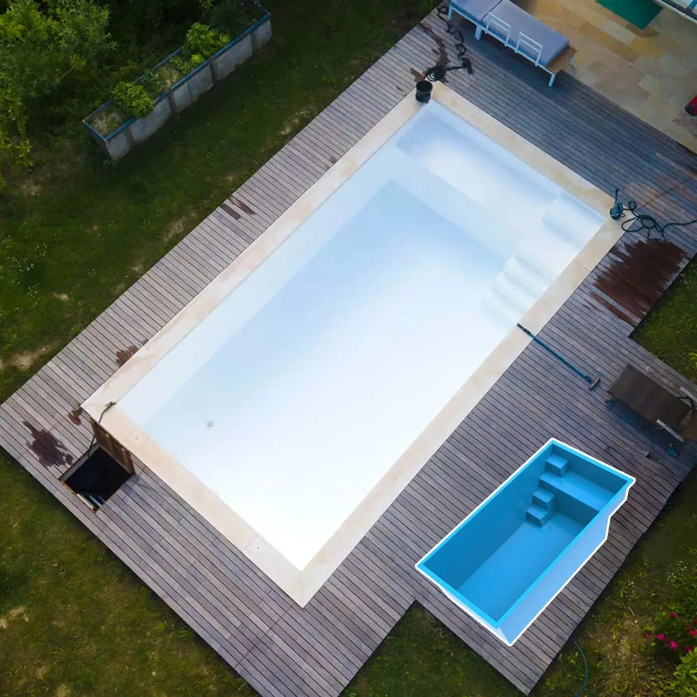 US Ships in 3 Days Small Size 14ft Outdoor Family Frp Fiberglass Rectangular Children's Pool Inground Plunge Spa Swimming Pool