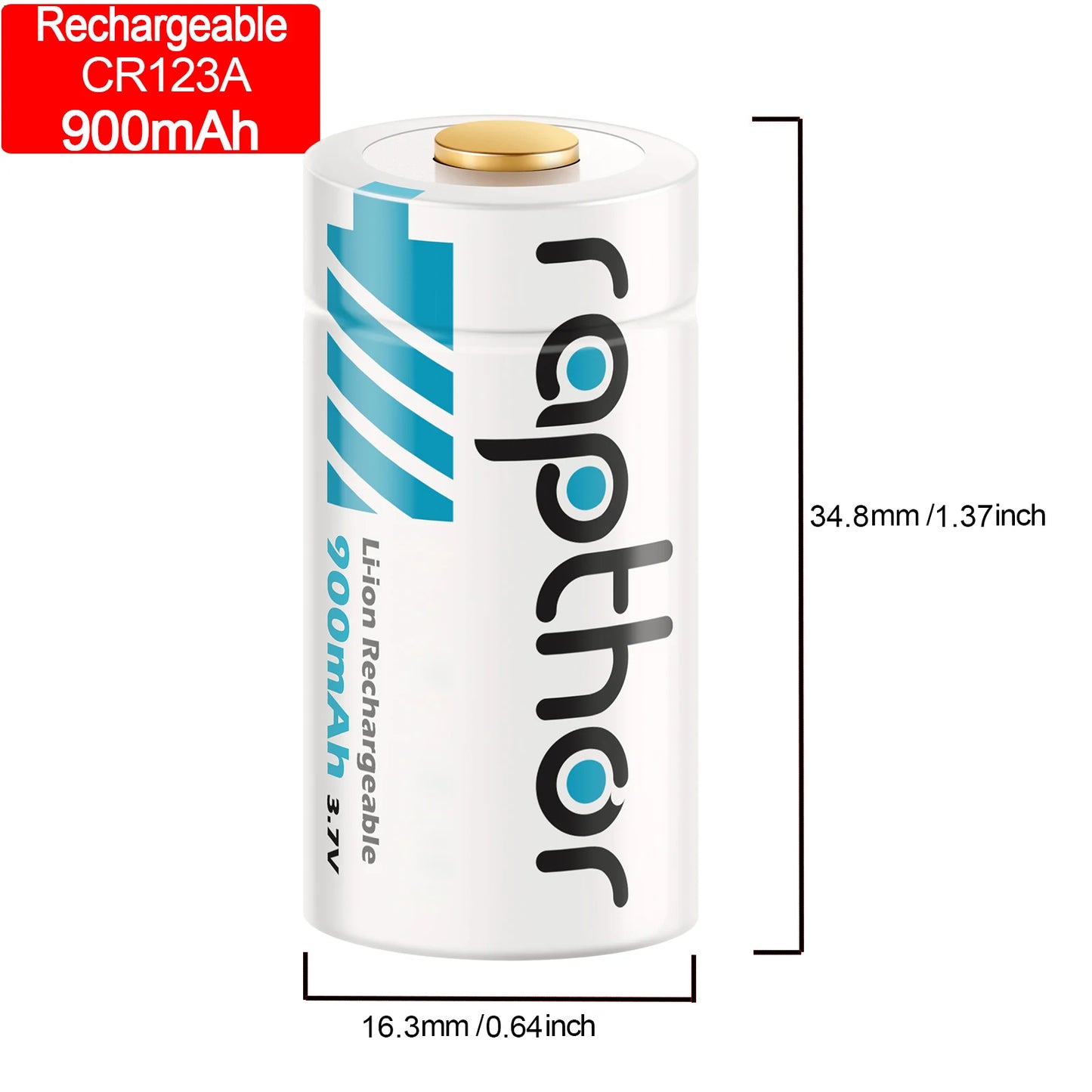 Rapthor 8 Pack 3.7V 900mAh Rechargeable CR123A Lithium Batteries with Charger Compatible with Arlo Cameras Flashlights Sensors