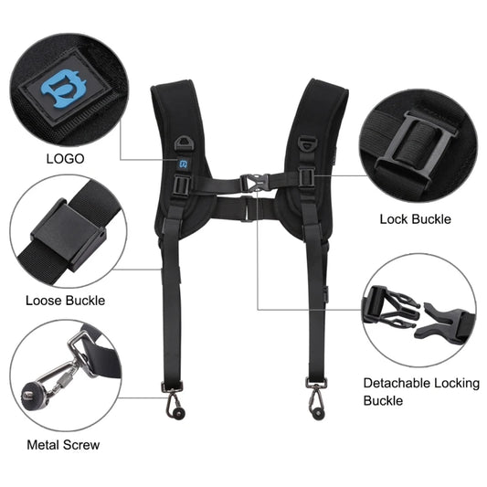PULUZ Quick Release Double Shoulder Harness with Decompression Foam Strap Belt Soft Pad Original Global Source for DSLR Camera