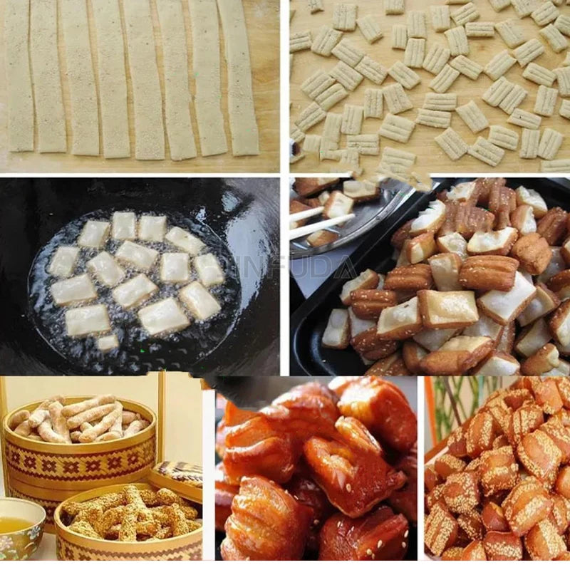 Automatic Nigerian Chinchin Dough Cube Cutter Chin Chin Forming Cutting Machine