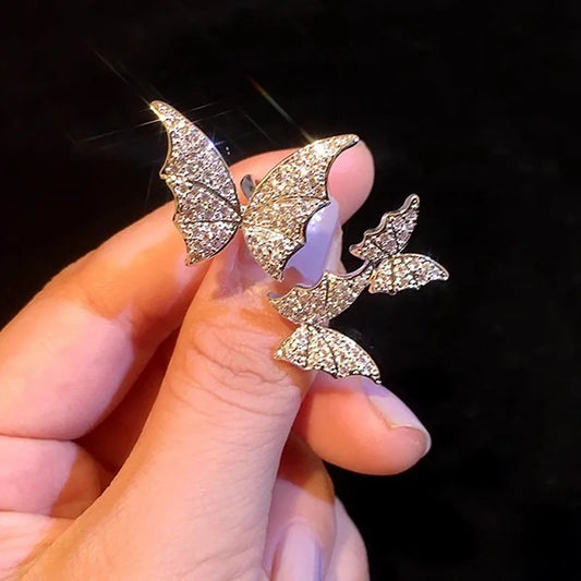 T0055 Wings Ring Alloy Crystal Rhinestone Neo Gothic Party Women's Jewelry