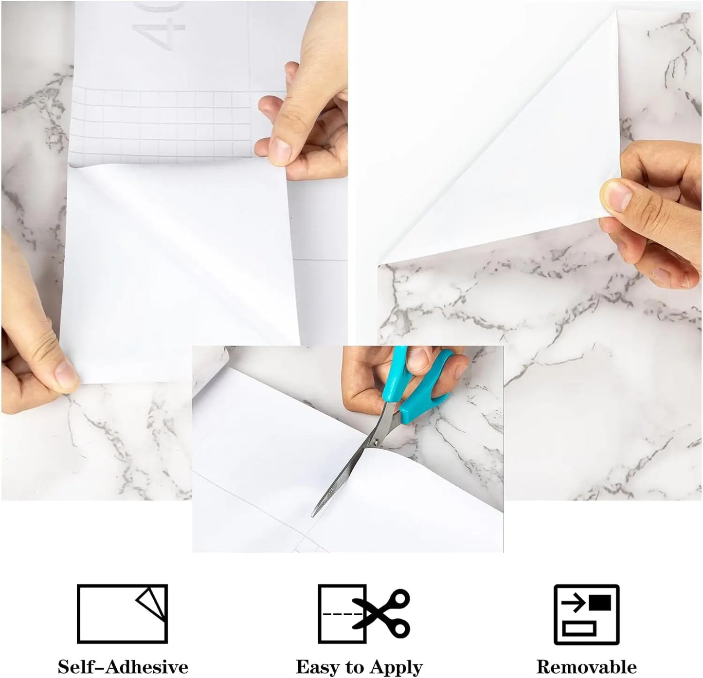 15.75x196.8 Inch Marble Wallpaper Peel and Stick Waterproof Vinyl Self Adhesive Wall Stickers Marble Sticker for Kitchen Cabinet