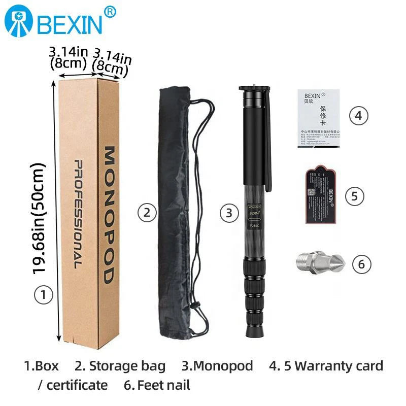 BEXIN Wholesale Professional Flexible Lightweight Portable Camera Carbon Fiber Monopod for Dslr Camera Photography