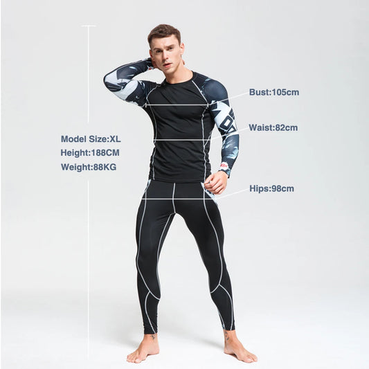 Men's Thermal Underwear Set MMA Tactics Leggings Solid Color Costume Compress Fitness Long Johns Men Winter Brands Men