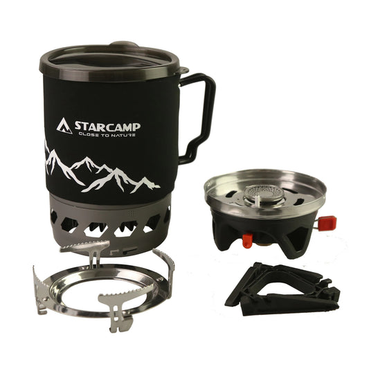 STARCAMP 1100ml Outdoor Camping Cooking System Fastboil Jet Cooker Gas Stove Stainless Steel Pot with 1L Capacity Packed in Bag by PDG ibma