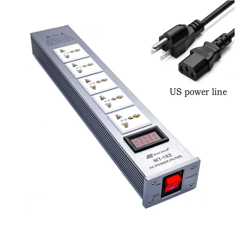 Matihur MT-102 Audio Noise AC Power Filter Power Conditioner Power Purifier Surge Protection with EU Outlets Power Strip hifi