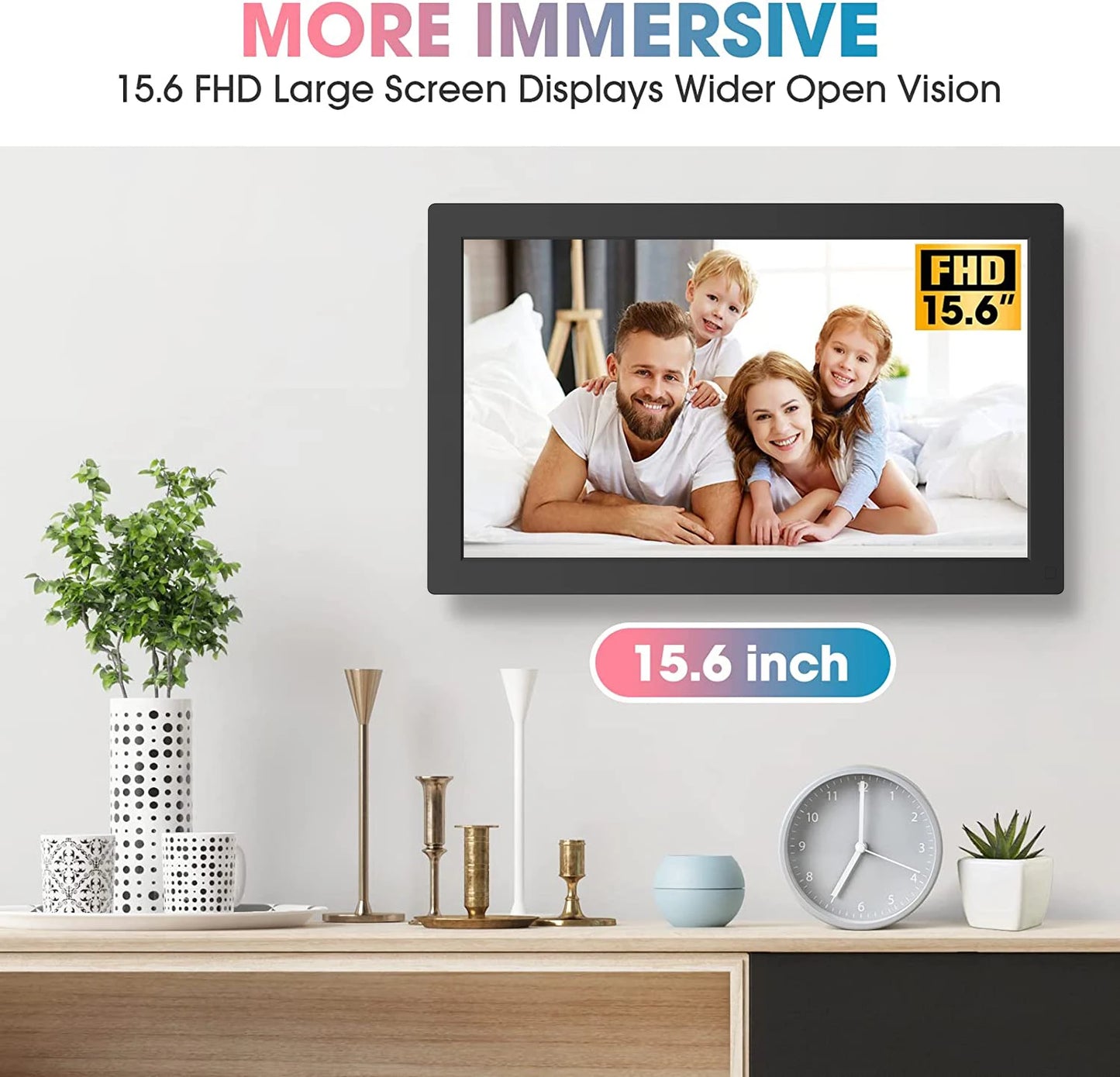 IPS Screen 1920*1080 15.6-Inch Digital Picture Frame USB Digital Photo Frame with USB Flash Drive SD Card Slot Remote Control