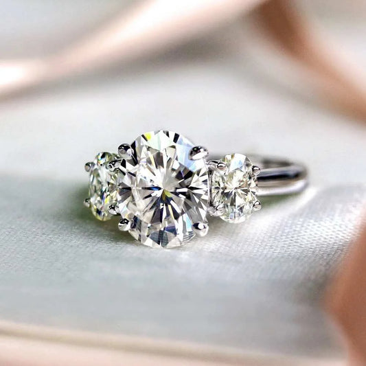 F1610 Oval Cut Diamond Ring Natural G Color White Gold Classic Engagement Ring For Women's