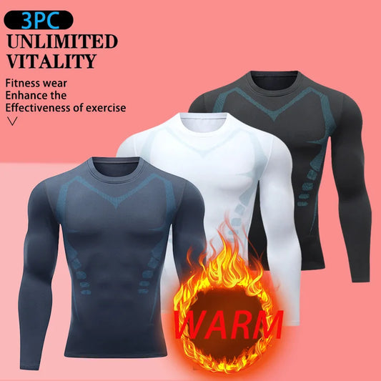 USA Warehouse 3 Pack Long Sleeve Thermal Shirts for Men Fleece Lined Soft Thermal Underwear Cold Weather Warm Base Layer