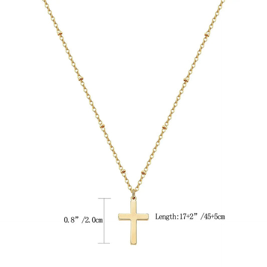 Refined Chic Hypoallergenic 18K Gold Plated Stainless Steel Cross Necklace with Adjustable Chain Daily Wear