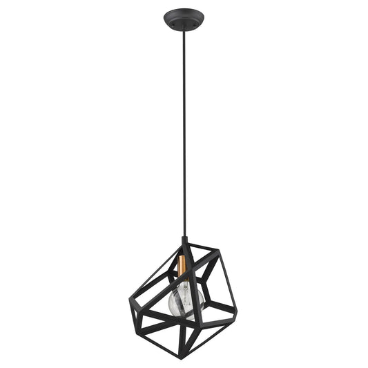 HMS Hedron 1-Light Pendant Matte Black Rectangular Suspension Warm White Light Farmhouse-Contemporary-Modern for Kitchen Island