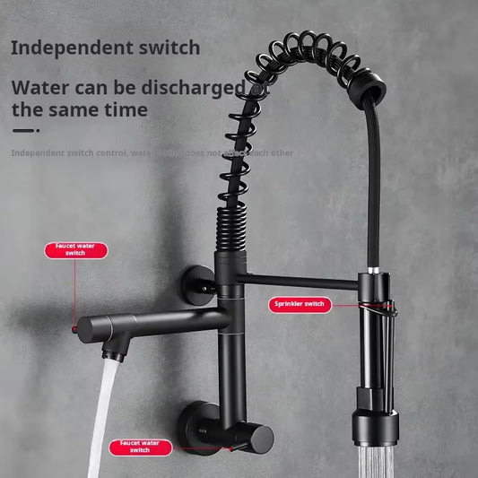 Modern Touchless In-Wall Kitchen Taps High Quality Hot Cold Mixer Faucet 360 Rotation Spring Pull-Down Stainless Steel Single