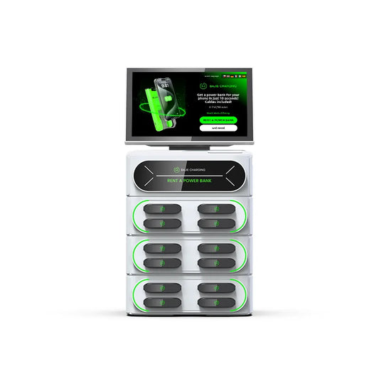2024 Best Selling 12-Slot Touch Screen Integrated Stackable Charging Station Share Power Bank 4G Rental Station Portable