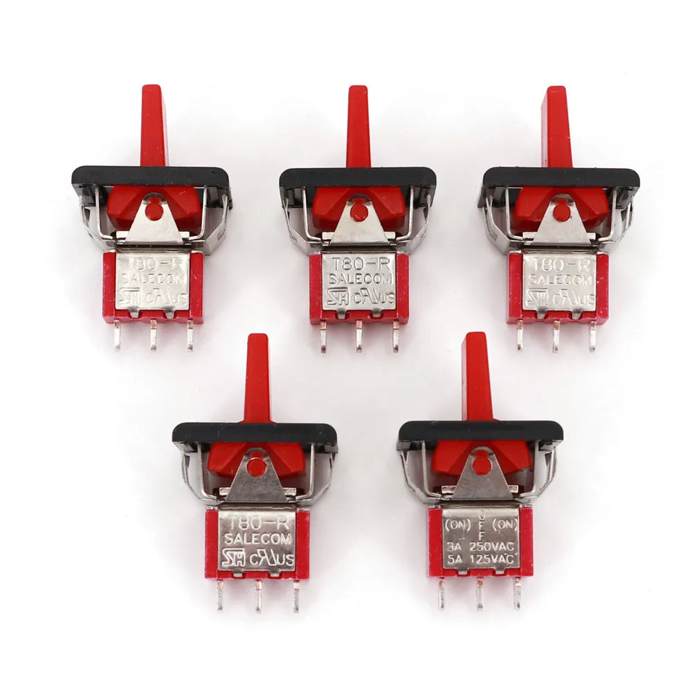 5Pcs SH T80-R Series R8016A-P14 3Pin Momentary MOM-OFF-MOM Self-Return SPDT Mini Rocker and Paddle Switch