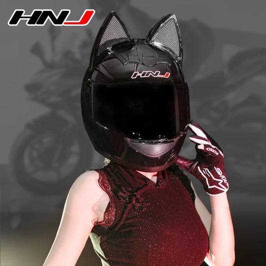 Fashionable Motorefit Motorcycle Car Ear Helmet Women Moto Full Face Motorbike Helmet Motocross Catwoman Helmet with Cat Ear