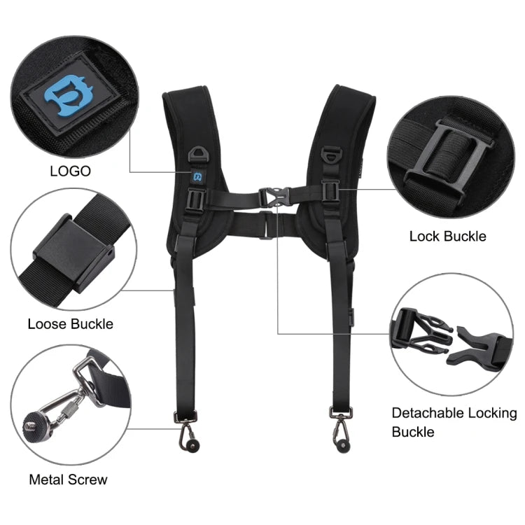 Factory Sell PULUZ Quick Release Double Shoulder Harness Soft Pad Decompression Foam Strap Belt for DSLR Digital Cameras