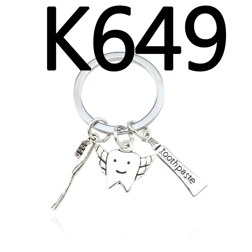 Bag Accessories Toothbrush Floss Toothpaste Tooth Dental Hygienist Pendant Keychain