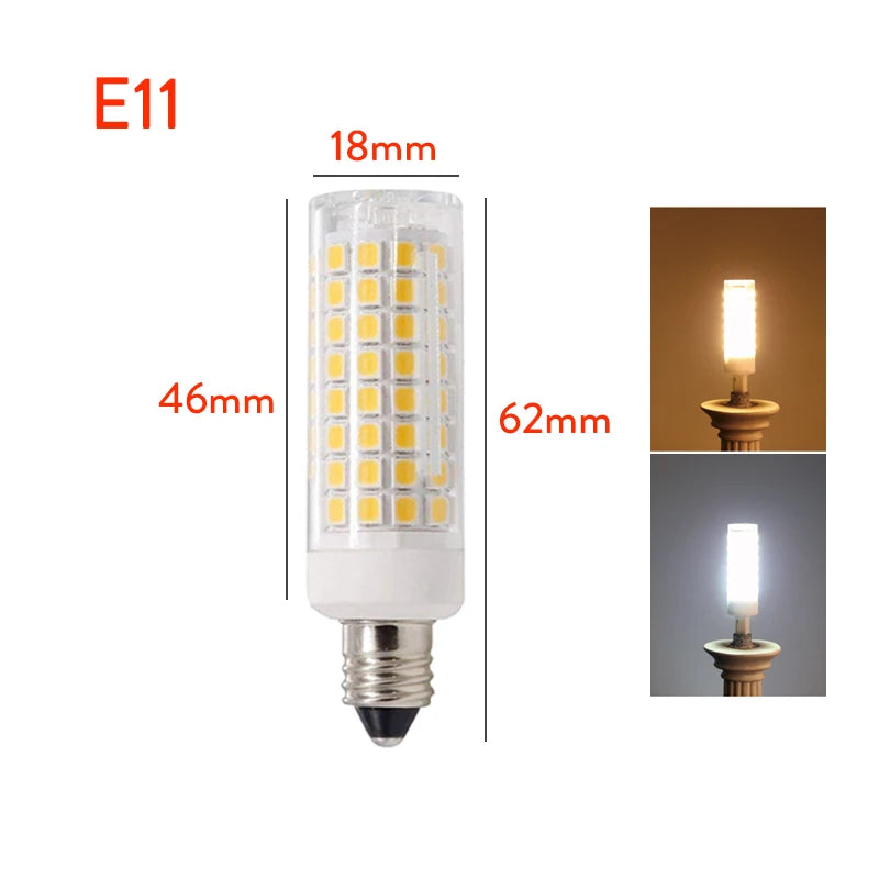 AC110V Brightness Bulb 102LEDs E11/E12/E14/E17 LED Lights Corn Bulbs 9W Replace 80W Halogen Lamp for Home House Lighting Bedroom