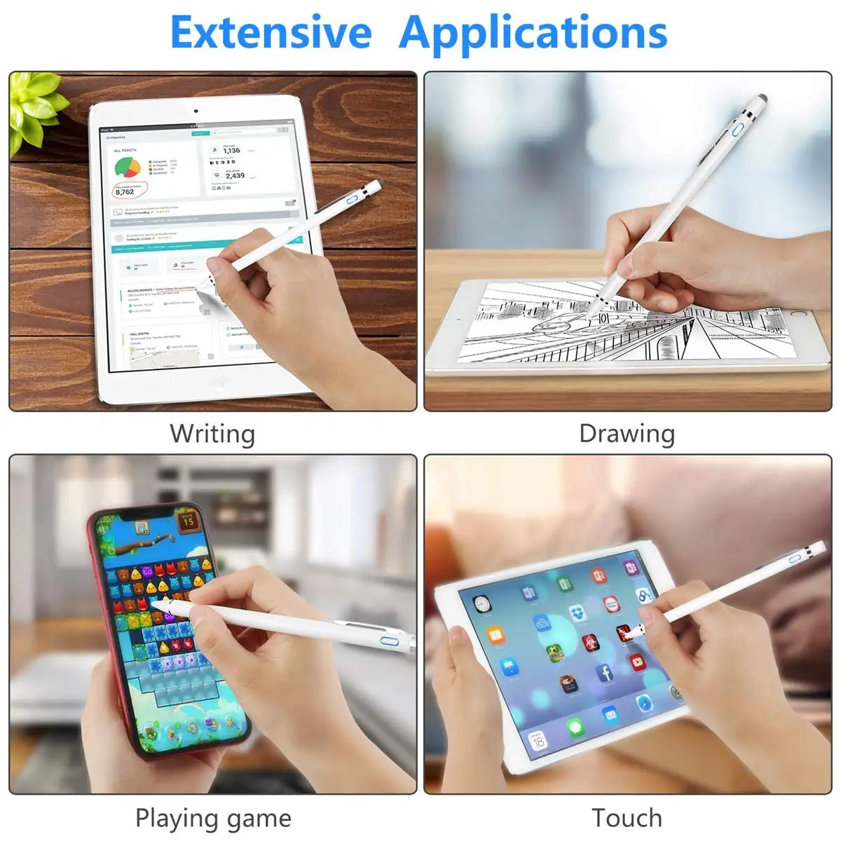 2 in 1 Functional Smart Universal Pen Smooth Writing Touch Screen Pen for Tablet Mobile Phone iPad