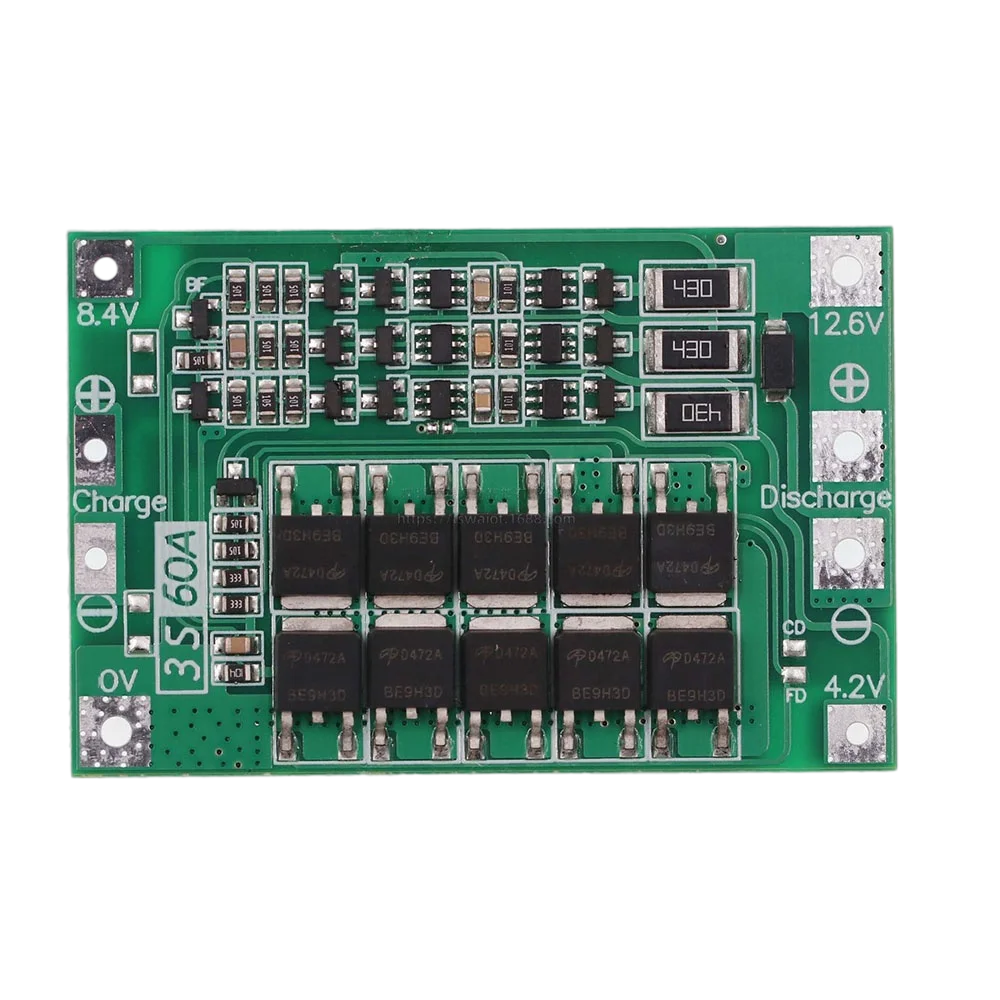 4S 60A Li-ion Lithium Battery Charger Protection Board 18650 BMS for Drill Motor 11.1V 12.6V/14.8V 16.8V Enhance/Balance